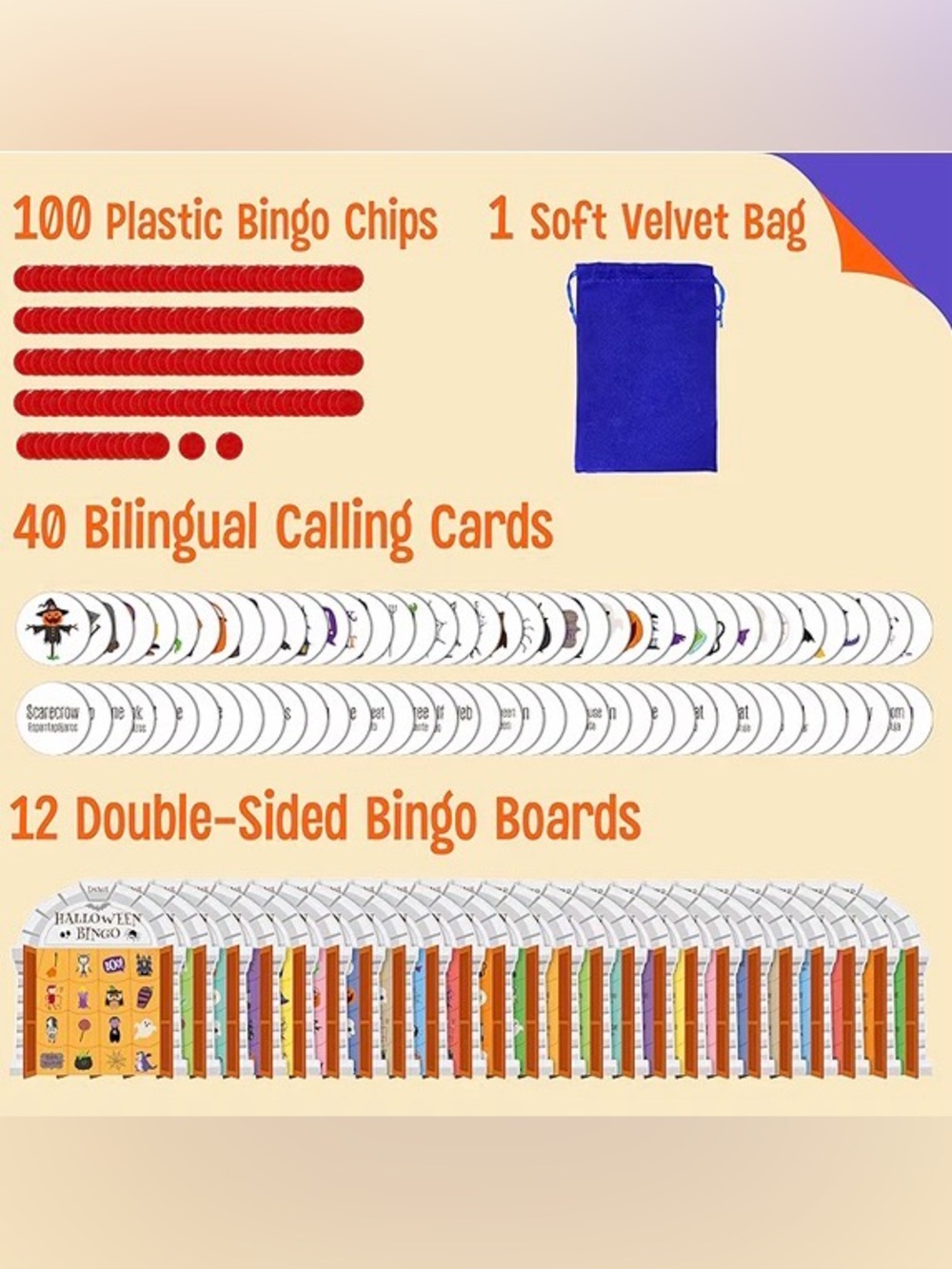Halloween Bingo Card Set -2-12 players - Picture 4 of 11